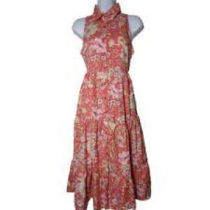 B O G COLLECTIVE XS Printed Floral MIDI Flowy Dress